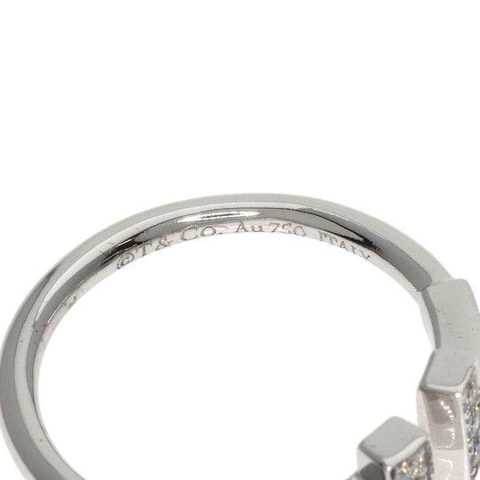 TIFFANY&Co. Ring K18WG Silver T wire diamond Women Used Authentic