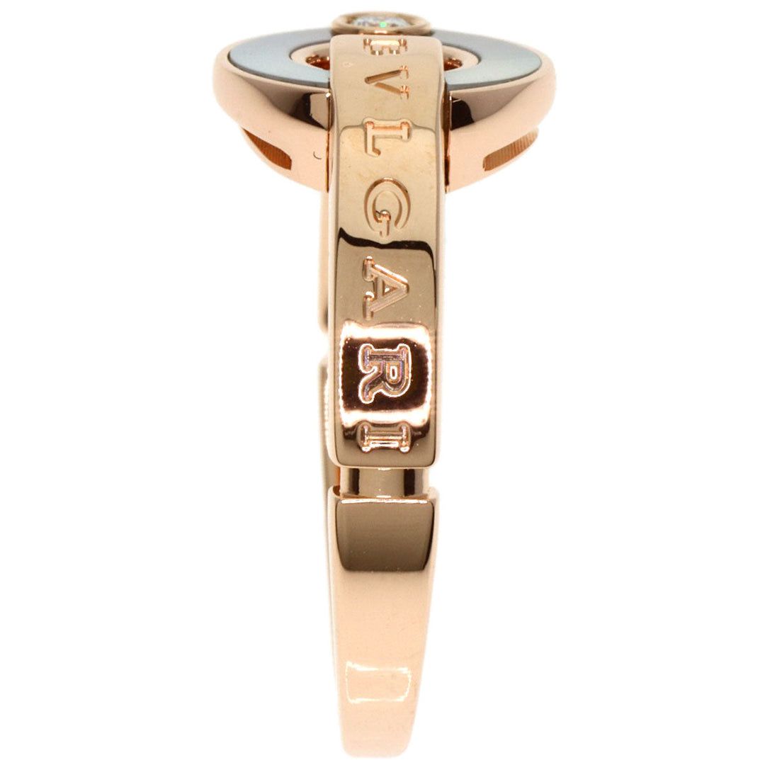 BVLGARI Ring 18K Pink Gold gold Openwork Diamond Shell #54 Women Used Authentic