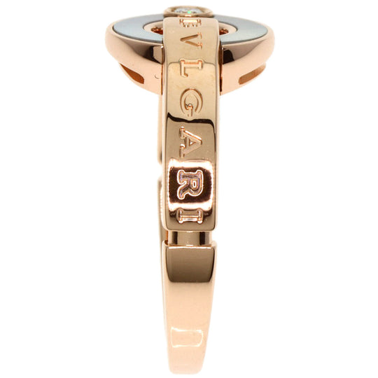 BVLGARI Ring 18K Pink Gold gold Openwork Diamond Shell #54 Women Used Authentic