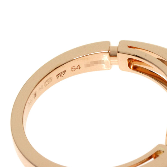 BVLGARI Ring 18K Pink Gold gold Openwork Diamond Shell #54 Women Used Authentic