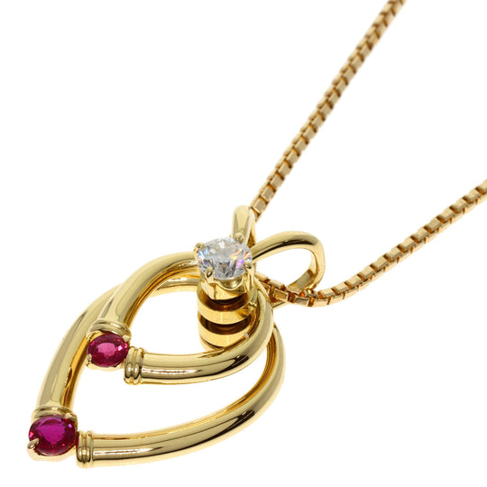 WALTHAM Necklace 18K Yellow Gold gold Swing Ruby Diamond Women Used Authentic