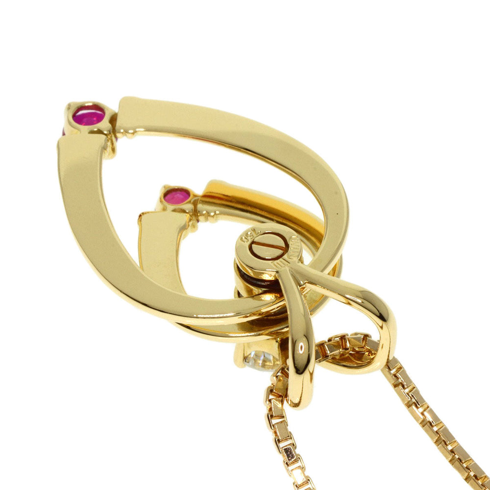 WALTHAM Necklace 18K Yellow Gold gold Swing Ruby Diamond Women Used Authentic