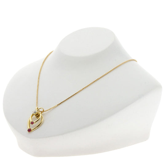 WALTHAM Necklace 18K Yellow Gold gold Swing Ruby Diamond Women Used Authentic