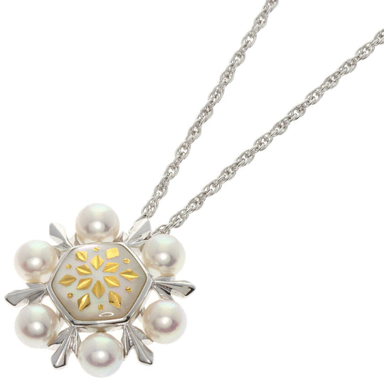 MIKIMOTO Necklace K18WG Silver Pikuwe Akoya Pearl