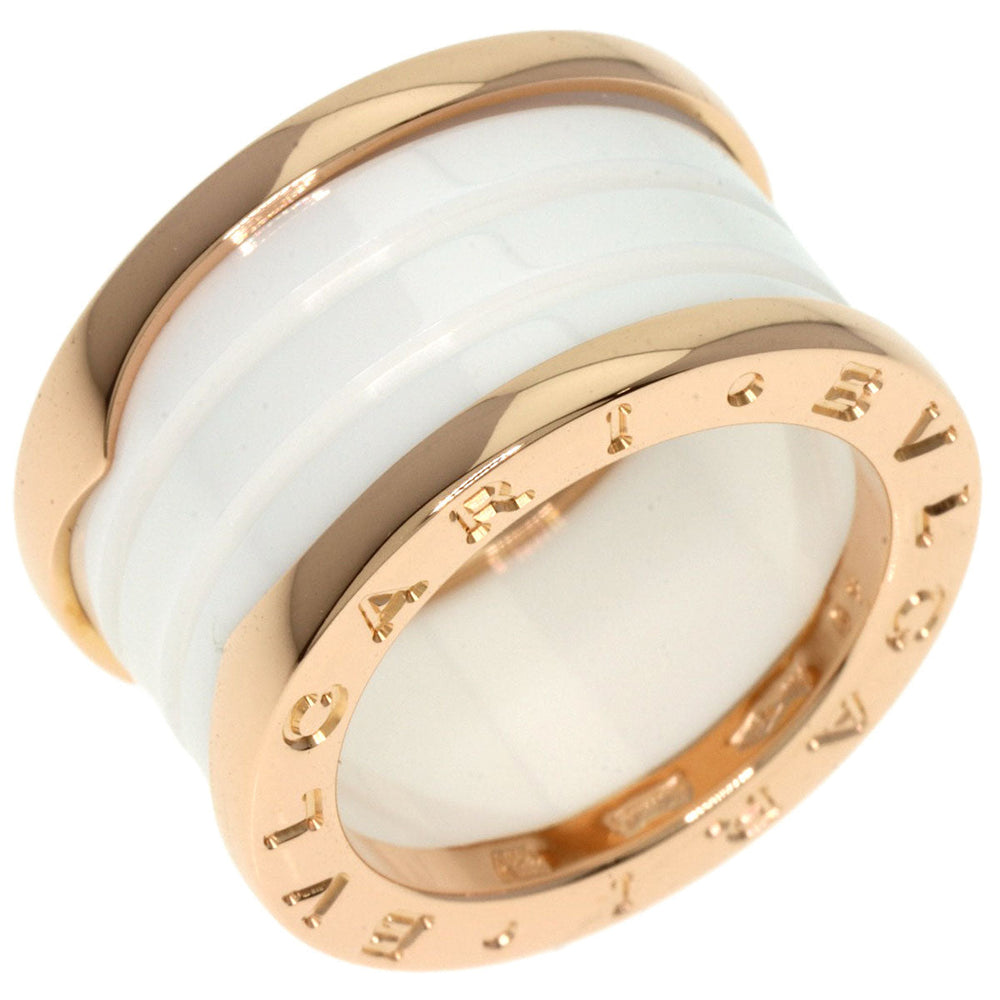 BVLGARI Ring 18K Pink Gold gold B-zero1 B-zero One 4 Band White Ceramic #49