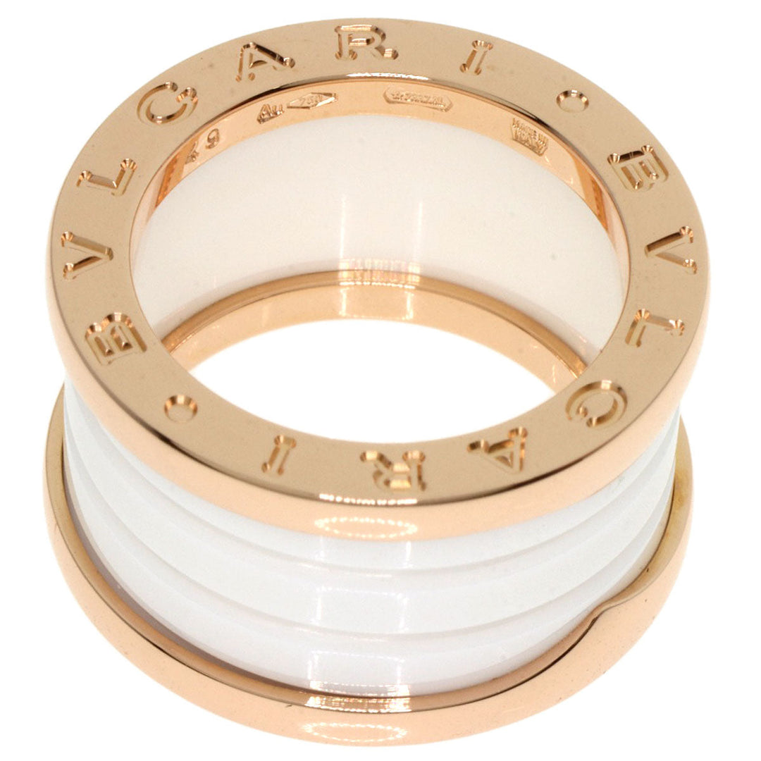 BVLGARI Ring 18K Pink Gold gold B-zero1 B-zero One 4 Band White Ceramic #49