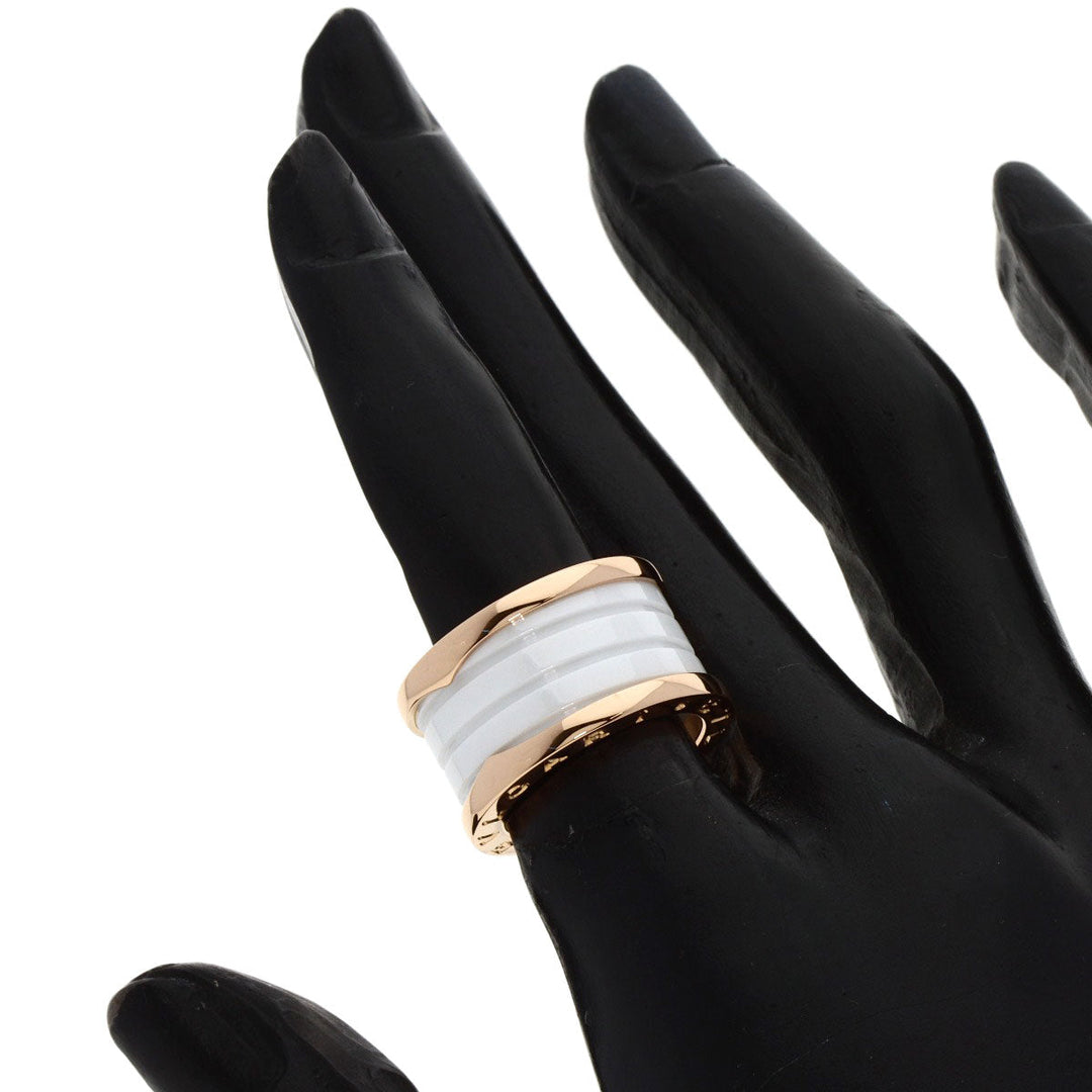 BVLGARI Ring 18K Pink Gold gold B-zero1 B-zero One 4 Band White Ceramic #49