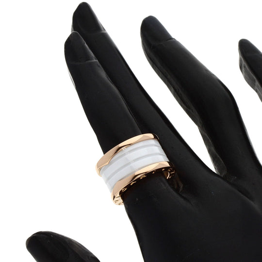BVLGARI Ring 18K Pink Gold gold B-zero1 B-zero One 4 Band White Ceramic #49