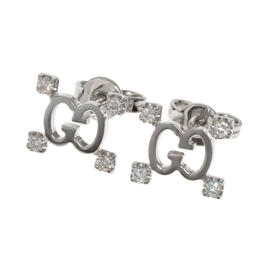 GUCCI Pierce K18WG Silver GG logo diamond