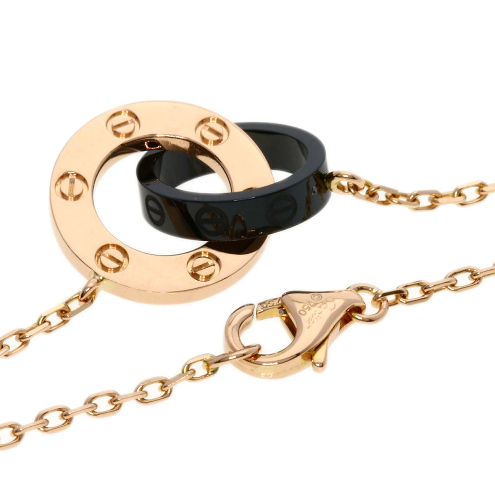 CARTIER Necklace 18K Pink Gold gold Love Circle 3P Diamond Ceramic