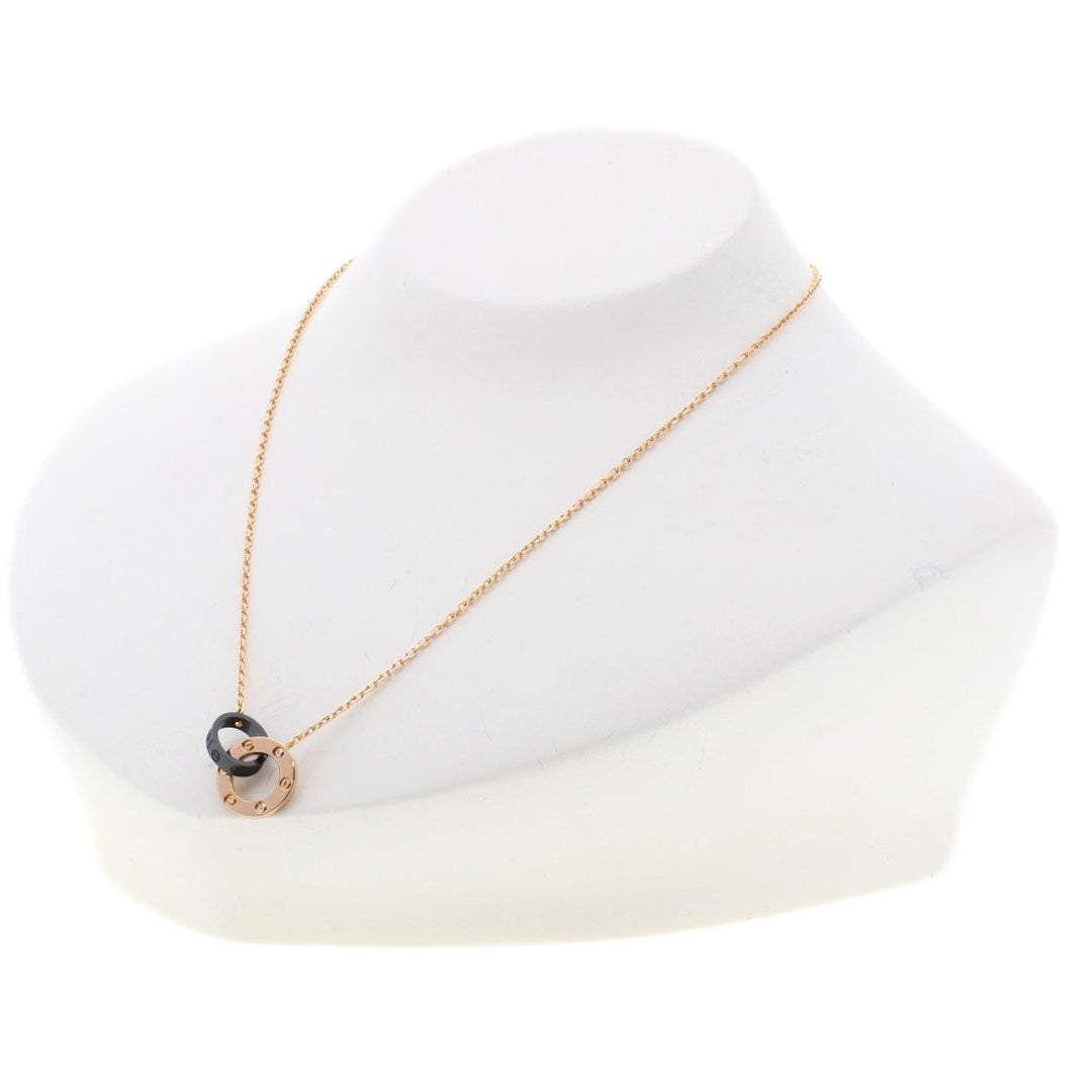 CARTIER Necklace 18K Pink Gold gold Love Circle 3P Diamond Ceramic