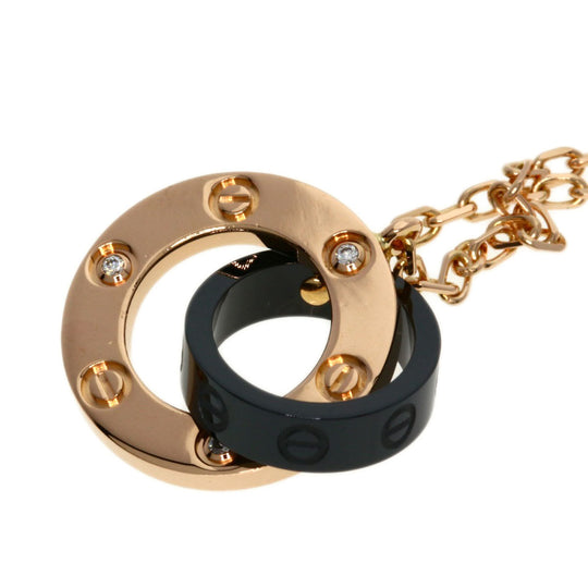CARTIER Necklace 18K Pink Gold gold Love Circle 3P Diamond Ceramic