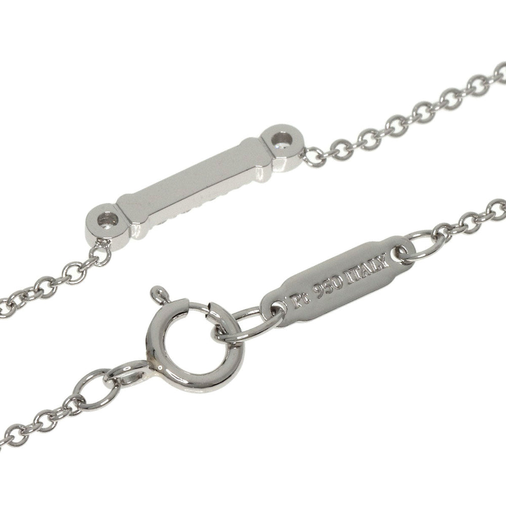 TIFFANY&Co. Necklace PT950 Silver Fleur de lis key bar diamond Women Used Authentic
