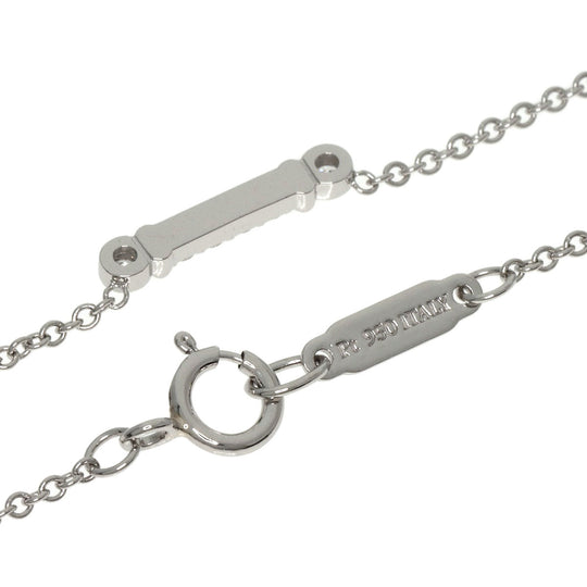 TIFFANY&Co. Necklace PT950 Silver Fleur de lis key bar diamond Women Used Authentic