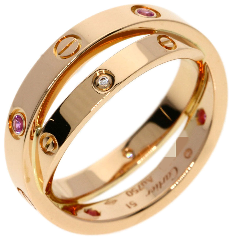 CARTIER Ring 18K Pink Gold gold Be Love Sapphire Diamond #51 Women Used Authentic