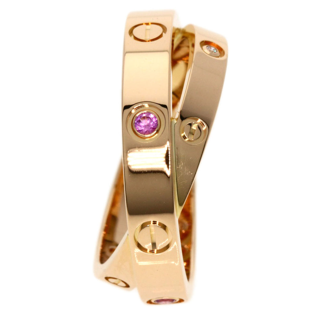 CARTIER Ring 18K Pink Gold gold Be Love Sapphire Diamond #51 Women Used Authentic