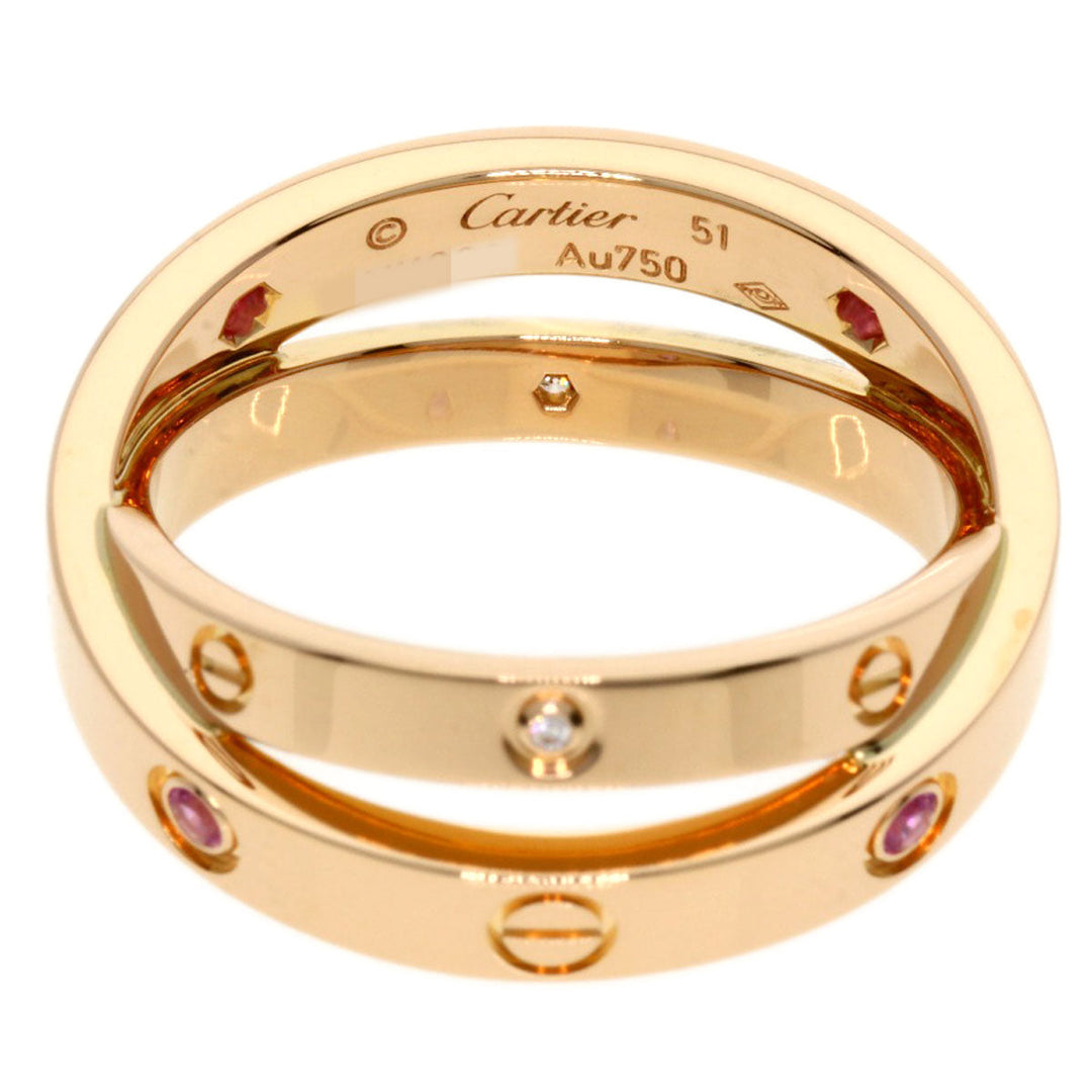 CARTIER Ring 18K Pink Gold gold Be Love Sapphire Diamond #51 Women Used Authentic