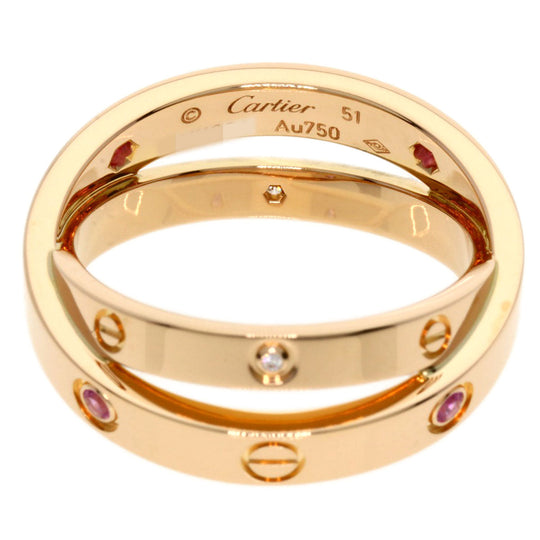 CARTIER Ring 18K Pink Gold gold Be Love Sapphire Diamond #51 Women Used Authentic