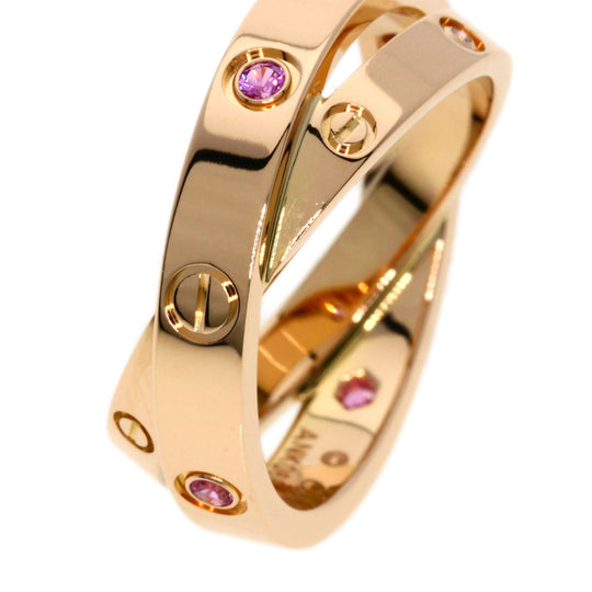 CARTIER Ring 18K Pink Gold gold Be Love Sapphire Diamond #51 Women Used Authentic