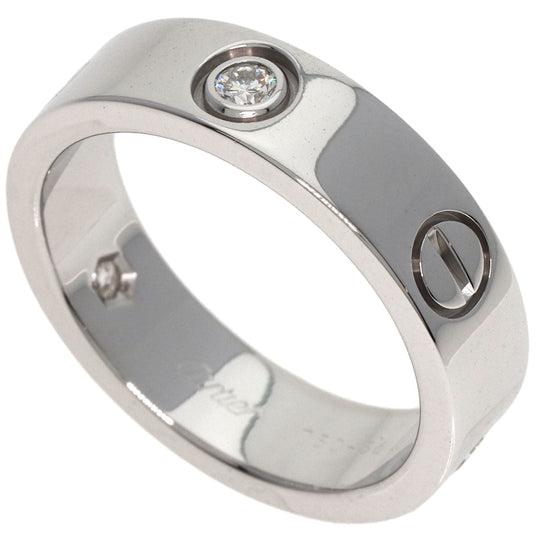 CARTIER Ring K18WG Silver Love Ring 3P Diamond #56 Women Used Authentic