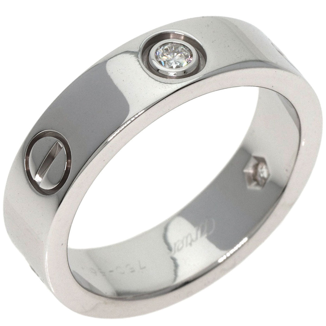 CARTIER Ring K18WG Silver Love Ring 3P Diamond #56 Women Used Authentic