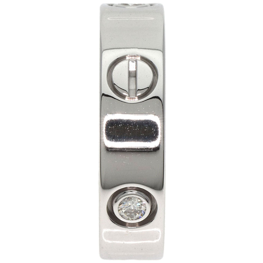 CARTIER Ring K18WG Silver Love Ring 3P Diamond #56 Women Used Authentic
