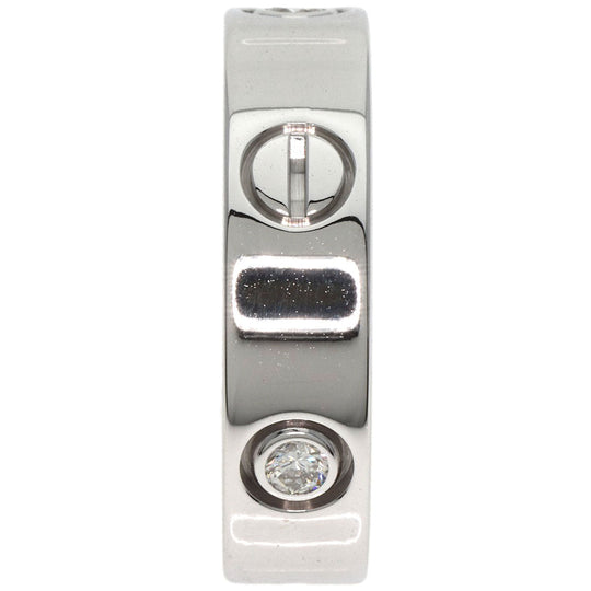 CARTIER Ring K18WG Silver Love Ring 3P Diamond #56 Women Used Authentic
