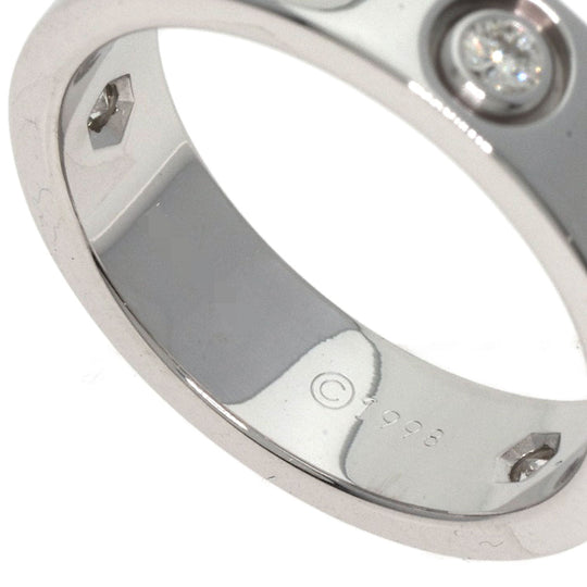 CARTIER Ring K18WG Silver Love Ring 3P Diamond #56 Women Used Authentic