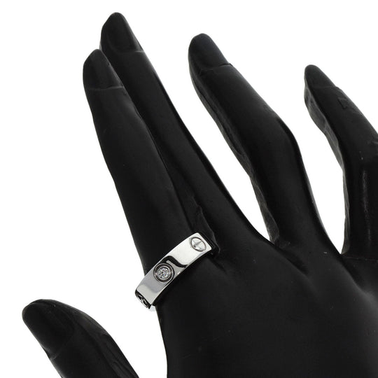 CARTIER Ring K18WG Silver Love Ring 3P Diamond #56 Women Used Authentic