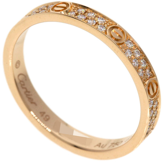 CARTIER Ring 18K Pink Gold gold Mini Love SM Pave Diamond #49