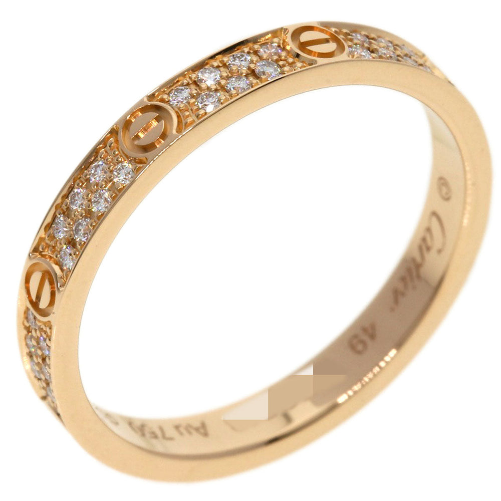 CARTIER Ring 18K Pink Gold gold Mini Love SM Pave Diamond #49