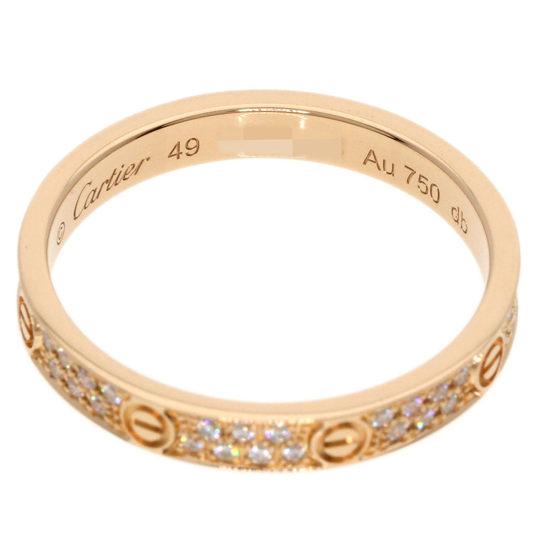 CARTIER Ring 18K Pink Gold gold Mini Love SM Pave Diamond #49