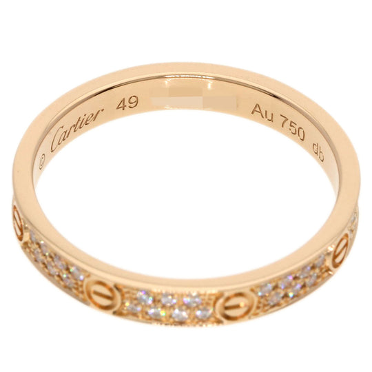 CARTIER Ring 18K Pink Gold gold Mini Love SM Pave Diamond #49