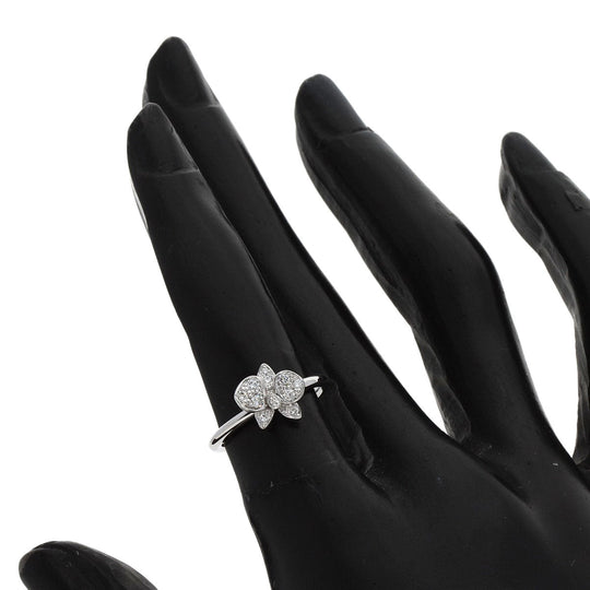 CARTIER Ring K18WG Silver Caress d'Orchidee Diamond #47 Women Used Authentic