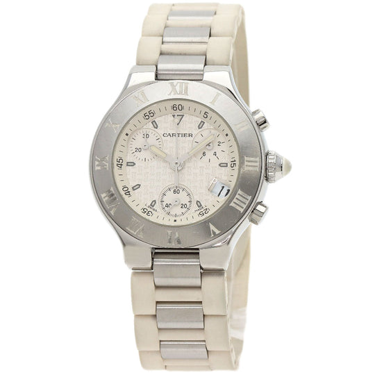 CARTIER Watches Quartz W10197U2 Stainless Steel, Rubber Silver CHRONOSCAPH SM Silver dial Women Used Authentic