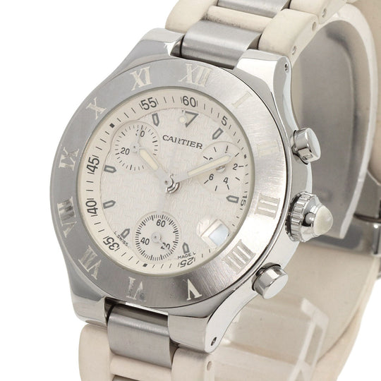 CARTIER Watches Quartz W10197U2 Stainless Steel, Rubber Silver CHRONOSCAPH SM Silver dial Women Used Authentic