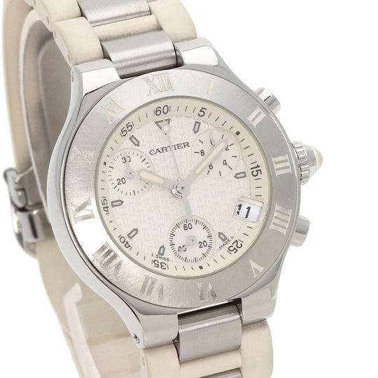 CARTIER Watches Quartz W10197U2 Stainless Steel, Rubber Silver CHRONOSCAPH SM Silver dial Women Used Authentic