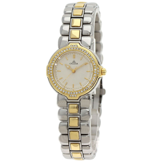 SEIKO Watches Quartz GSAB004 Stainless Steel, SSxK18YG, Diamond Bezel gold CREDOR diamond bezel Ivory dial Women Used Authentic