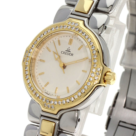 SEIKO Watches Quartz GSAB004 Stainless Steel, SSxK18YG, Diamond Bezel gold CREDOR diamond bezel Ivory dial Women Used Authentic