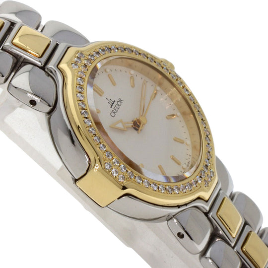 SEIKO Watches Quartz GSAB004 Stainless Steel, SSxK18YG, Diamond Bezel gold CREDOR diamond bezel Ivory dial Women Used Authentic