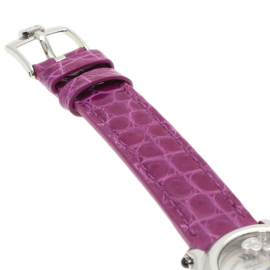 Chopard Watches Quartz 27/8245-23 Stainless Steel, Leather Silver Happy sport diamond White shell dial Women Used Authentic