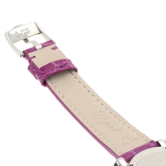 Chopard Watches Quartz 27/8245-23 Stainless Steel, Leather Silver Happy sport diamond White shell dial Women Used Authentic