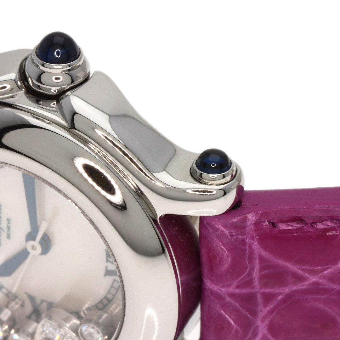 Chopard Watches Quartz 27/8245-23 Stainless Steel, Leather Silver Happy sport diamond White shell dial Women Used Authentic