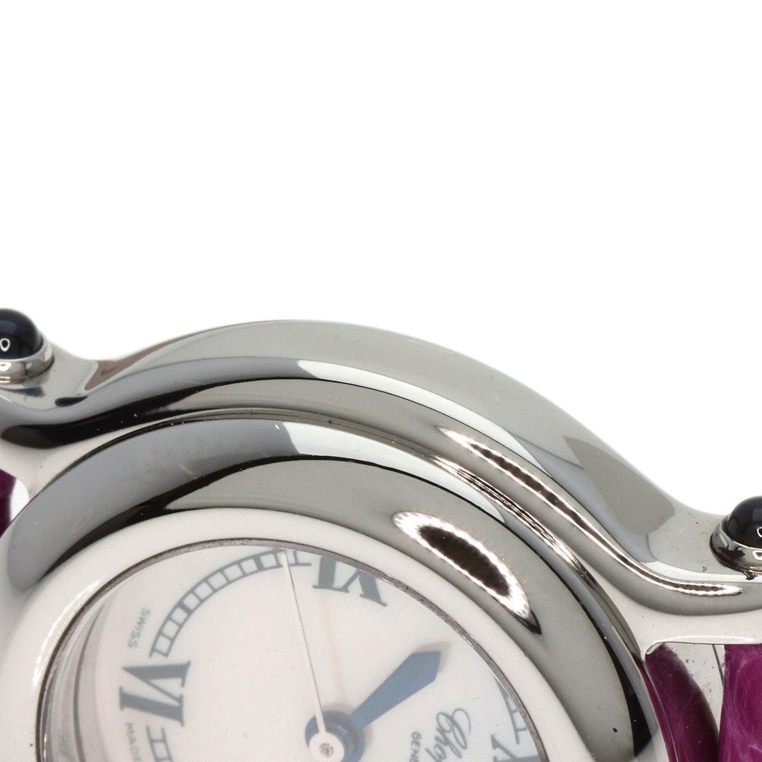 Chopard Watches Quartz 27/8245-23 Stainless Steel, Leather Silver Happy sport diamond White shell dial Women Used Authentic