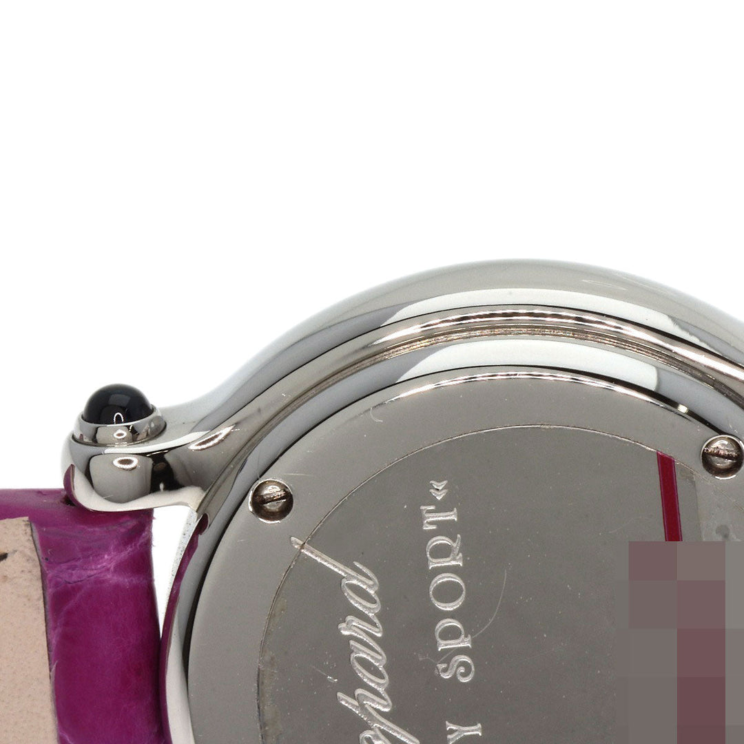 Chopard Watches Quartz 27/8245-23 Stainless Steel, Leather Silver Happy sport diamond White shell dial Women Used Authentic