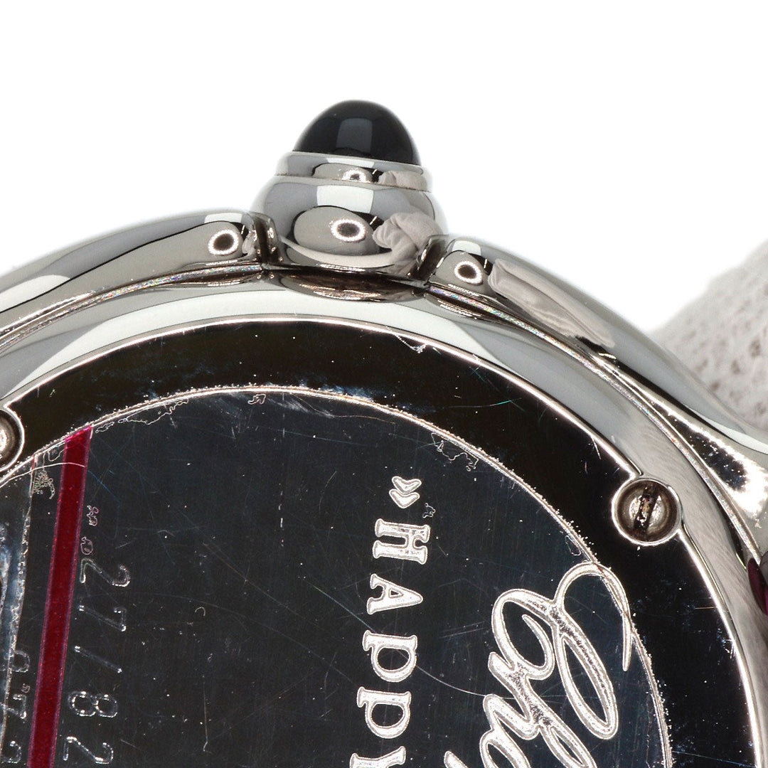 Chopard Watches Quartz 27/8245-23 Stainless Steel, Leather Silver Happy sport diamond White shell dial Women Used Authentic