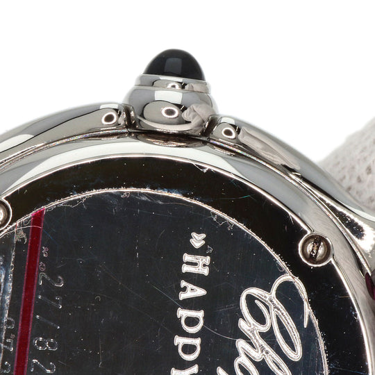Chopard Watches Quartz 27/8245-23 Stainless Steel, Leather Silver Happy sport diamond White shell dial Women Used Authentic