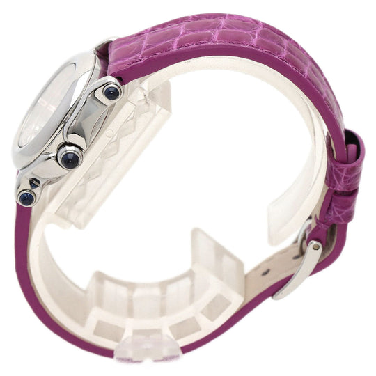 Chopard Watches Quartz 27/8245-23 Stainless Steel, Leather Silver Happy sport diamond White shell dial Women Used Authentic