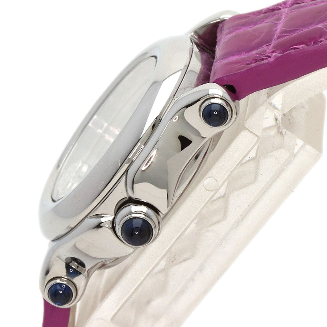 Chopard Watches Quartz 27/8245-23 Stainless Steel, Leather Silver Happy sport diamond White shell dial Women Used Authentic