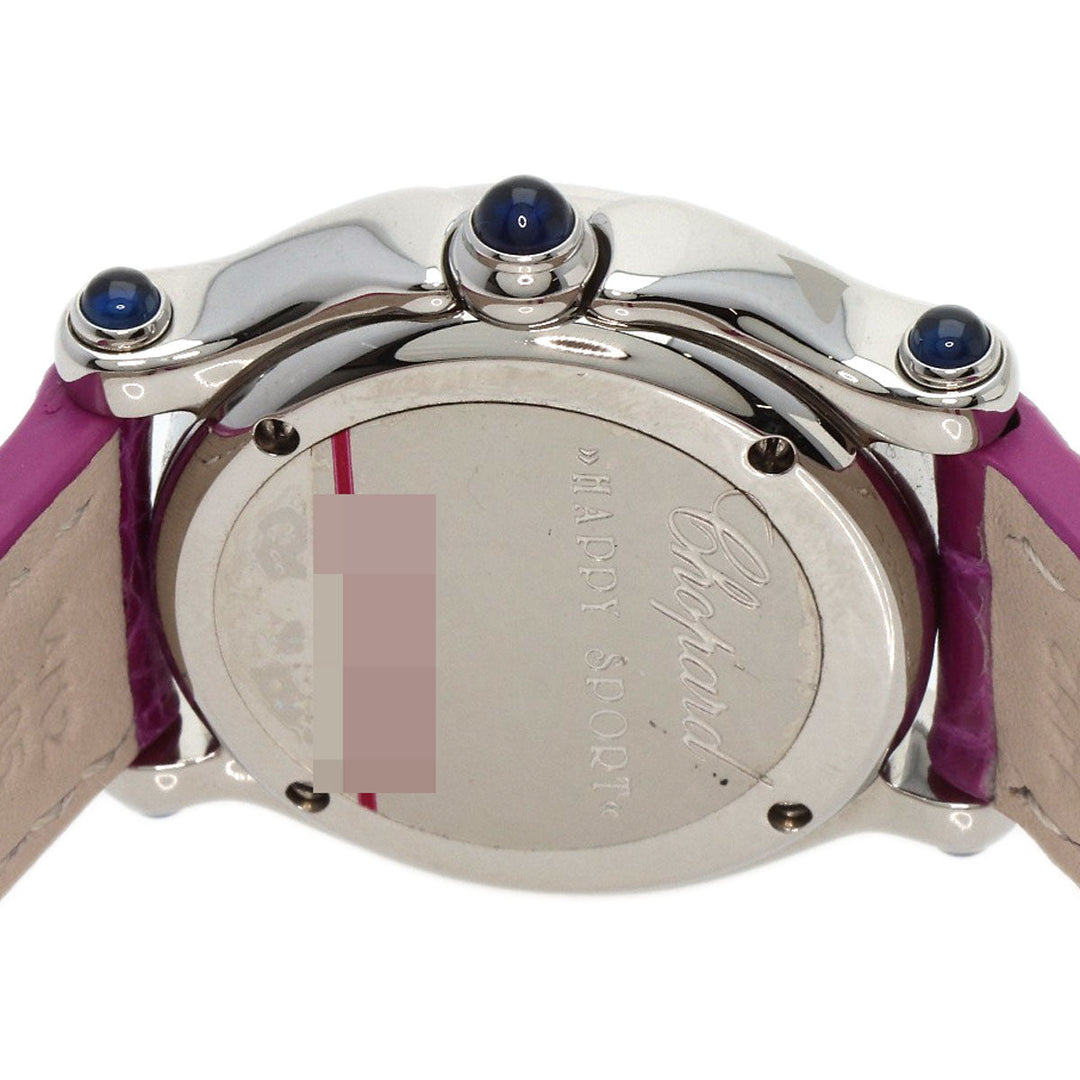 Chopard Watches Quartz 27/8245-23 Stainless Steel, Leather Silver Happy sport diamond White shell dial Women Used Authentic